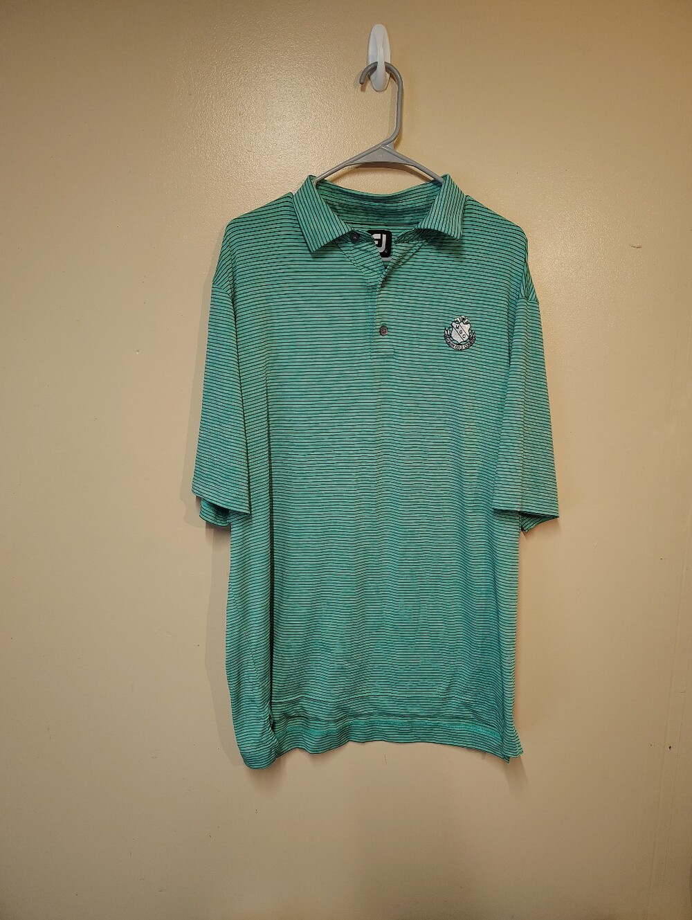 Men's FootJoy FJ Golf Teal Striped Polo Shirt